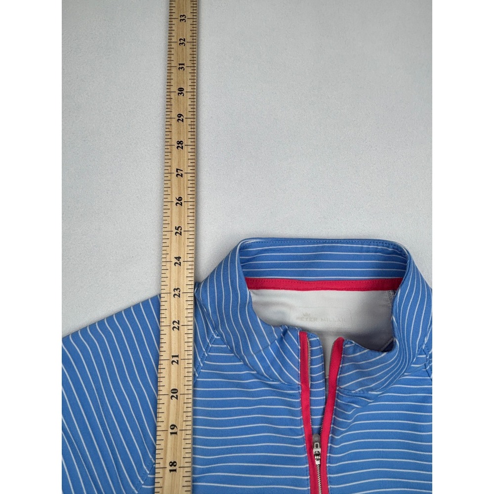 Peter Millar Performance Quarter Zip Womens Medium Blue Stripe UPF 50+ Size M - Picture 4 of 6